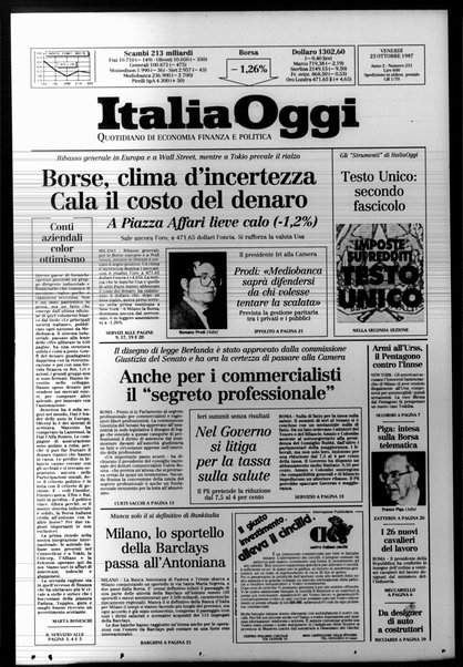 Italia oggi : quotidiano di economia finanza e politica